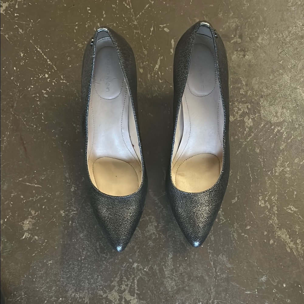 Calvin Klein Silver Pointed-Toe Heels